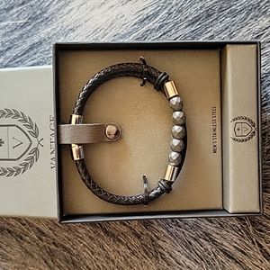 Vantage Stainless Steel and Leather Bracelet